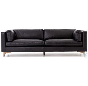 Beckwith Rider Black Leather 94" Sofa