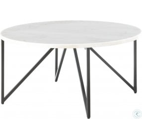 Kinsler White Marble And Black Round Occasional Table Set