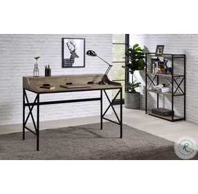 Corday Gray Wood And Black Bookcase