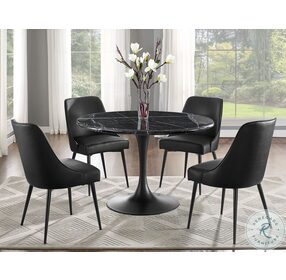 Colfax Black Marquina Marble Dining Table