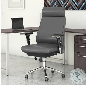 Metropolis Dark Gray Leather High Back Executive Adjustable Swivel Office Chair