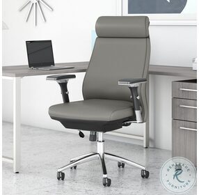 Metropolis Light Gray Leather High Back Executive Adjustable Swivel Office Chair