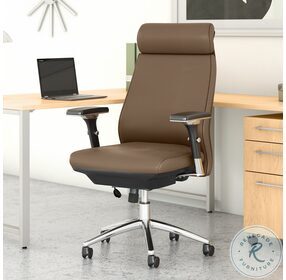 Metropolis Saddle Tan Leather High Back Executive Adjustable Swivel Office Chair