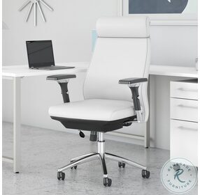 Metropolis White Leather High Back Executive Adjustable Swivel Office Chair