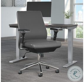 Metropolis Dark Gray Leather Mid Back Executive Adjustable Swivel Office Chair
