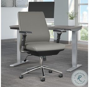Metropolis Light Gray Leather Mid Back Executive Adjustable Swivel Office Chair