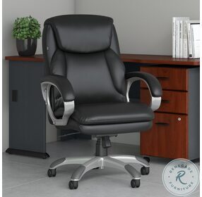 Market Street Black Leather High Back Executive Adjustable Swivel Office Chair