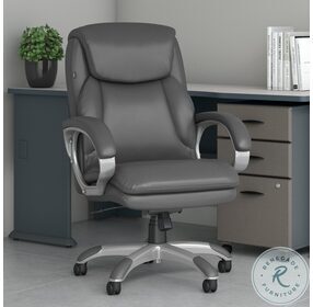 Market Street Dark Gray Leather High Back Executive Adjustable Swivel Office Chair