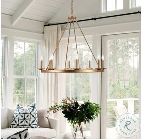 Fauna Gold Painted 8 Light Chandelier