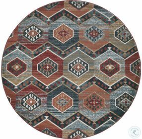 Chester Red Artisan Large Round Area Rug