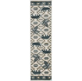 Chester Ivory And Blue Montana Runner Area Rug