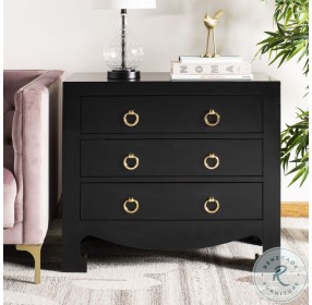 Dion Black And Gold 3 Drawer Accent Chest