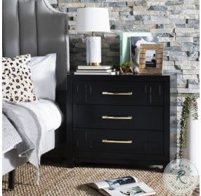 Raina Black And Gold 3 Drawer Accent Chest