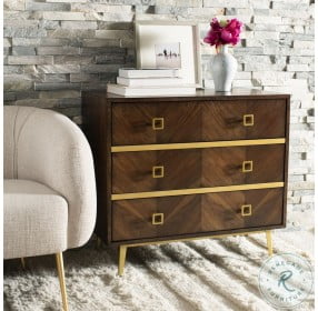 Katia Walnut And White Top 3 Drawer Accent Chest