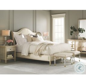 Bedtime Beauty Auric creme King Wing Upholstered Panel Bed