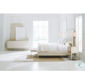 Dream On And On Taupe Paint And Whisper Of Gold King Upholstered Panel Bed