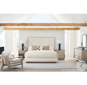 Meet U In The Middle Ash Driftwood Queen Upholstered Panel Bed
