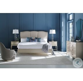 Un Deux Trois Stylized Rose King Upholstered Panel Bed
