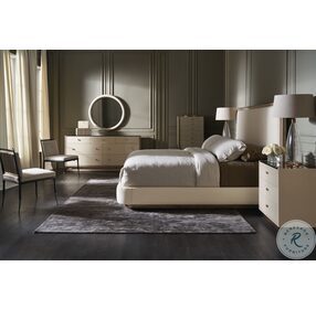 Anthology Dry Martini And Beige Upholstered King Panel Bed