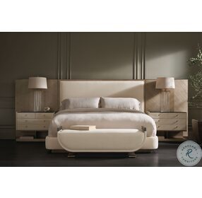 Anthology Dry Martini And Beige Upholstered Queen Panel Bed with Wings