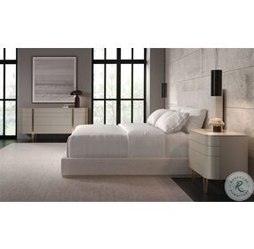 The Boutique Pearl And Beige Upholstered King Panel Bed