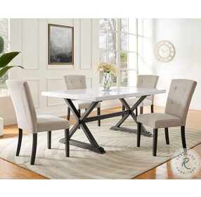 Landon Neutral Linen Upholstered Tufted Dining Chair Set Of 2