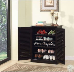 Della Espresso Adjustable Shelves Shoe Cabinet