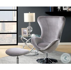 Shelia Gray Accent Chair With Ottoman