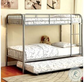 Rainbow Silver Metal Twin Over Twin Bunk Bed