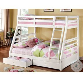 California White 2 Drawer Twin Over Full Bunk Bed