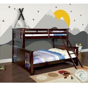 Spring Dark Walnut Extra Large Twin Over Queen Bunk Bed