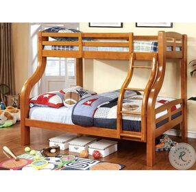 Solpine Oak Twin Over Full Bunk Bed