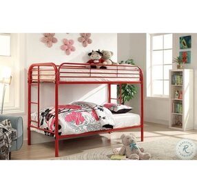 Opal Red Metal Twin Over Twin Bunk Bed