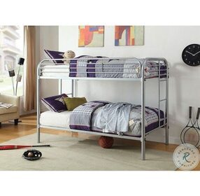 Opal Silver Metal Twin Over Twin Bunk Bed