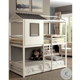 Stockholm White Metal Twin Over Twin Bunk Bed