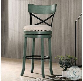 Clarence Antique Green 29" Swivel Bar Stool Set Of 2
