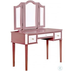 Clarisse Rose Gold Vanity with Mirror and Stool