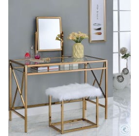 Lismore Champagne Vanity with Mirror and Stool