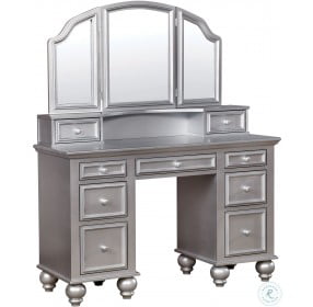 Athy Silver Vanity with Mirror and Stool