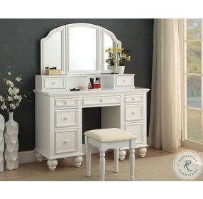 Athy White Vanity with Mirror And Stool