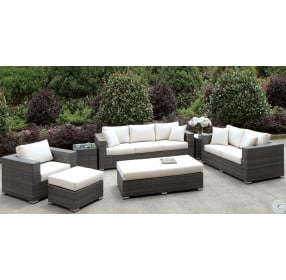 Somani Gray and Ivory Outdoor Loveseat