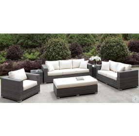 Somani Gray and Ivory Outdoor Bench