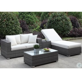Somani Gray and Ivory Outdoor Adjustable Chaise