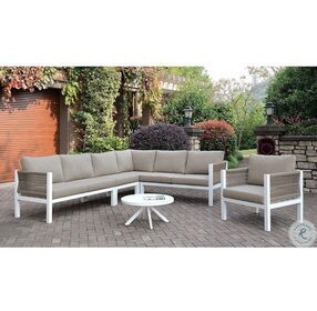 Sasha White And Light Taupe Outdoor Patio Sectional
