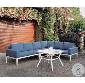 Sharon White And Blue Outdoor Patio Sectional