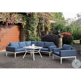 Sharon White And Blue Outdoor Arm Chair