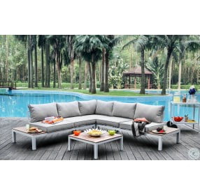 Winona Gray Outdoor Outdoor Patio With Ottoman Sectional
