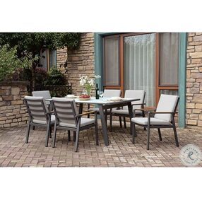 Alycia White And Gray Outdoor Arm Chair Set Of 6