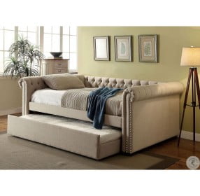 Leanna Beige Full Daybed with Trundle