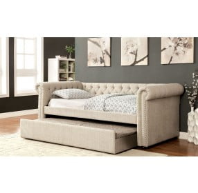 Leanna Beige Trundle Twin Daybed